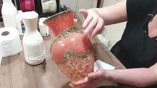 Mod podge with toilet paper plastic vase Part 1