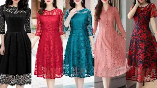 ❤️mostly attractive and special lace frocks design for evening parties panel lace dress collection