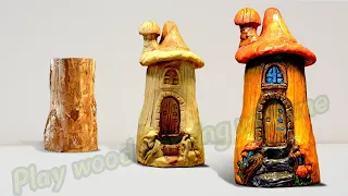 How to Carve a Simple and Beautiful Fairy House；Power Carving