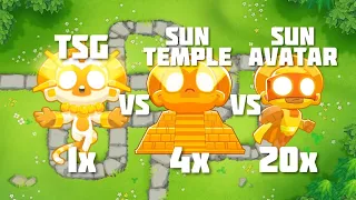 1x TSG Vs 4x Sun Temple Vs 20x Sun Avatars | Bloons TD 6
