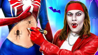 ¡Estudio de Tatuajes para Superhéroes! Tatuajes de Vampiros para Spider-Girl