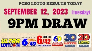 Lotto Result Today 9pm draw September 12, 2023 6/58 6/49 6/42 6D Swertres Ez2 PCSO