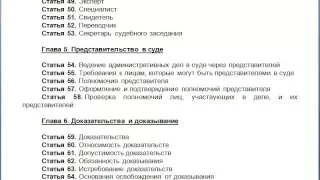 Глава 5  Представительство в суде,  содержание КАС ФЗ РФ статьи