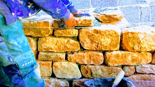 PARED DE ARENISCA ROJA| TUTORIAL DE DETALLES | PUNTA PROFESIONAL DE ALBAÑILERÍA, PIEDRA NATURAL