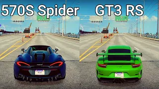 NFS Heat: McLaren 570S Spider vs Porsche 911 GT3 RS - Drag Race