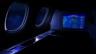 NIGHT Airplane Cabin White Noise Ambience | Flight Map | Call Dings | Reading, Studying, Relaxing