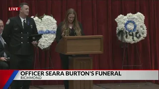 Officer Burton's fiancée delivers emotional remarks during funeral