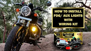 How to Install LED & Halogen Fog/ Auxiliary Lights in Bikes| VAISHNU Wiring Kit Royal Enfield METEOR