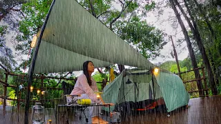 [솔캠] 24시간 폭우도 모잘라 텐트에 비 까지 샌다면?ㅣ기습우중⛈ㅣ뜨끈한 백합탕 그리고 청하