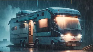 Rain On Motorhome RV 🌧️ Black Screen | 12 Hours | Deep Sleep In Series.