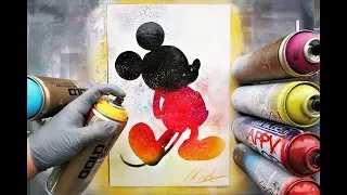 Mickey mouse GLOW IN DARK - SPRAY PAINT ART - by Skech
