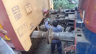 Train engine connecting to bogies at Vijayawada