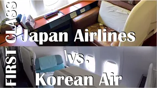 Flight Review Japan Airlines vs. Korean Air 777-300 FIRST CLASS Comparison - USA to Asia