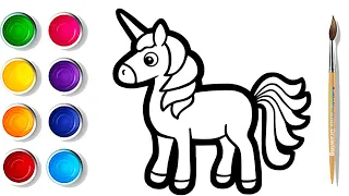 Drawing Unicorn , Painting and Coloring for kids