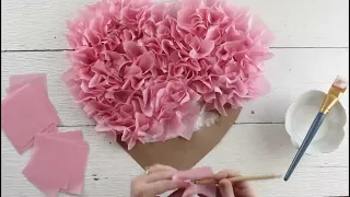 Tissue Paper Puffy Heart Valentine's Window Decoration - Easy Craft Project