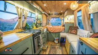 Beautiful DIY Shuttle Bus Tiny House - Built For Off Grid Life