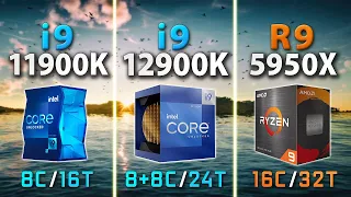 Intel i9 12900K vs 11900K vs AMD Ryzen 9 5950X | DDR4 // Test in 9 Games