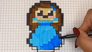 DIY Handmade Drawing Pixel Art | How to draw a cute Princess | Girl | Woman | Draw with Me