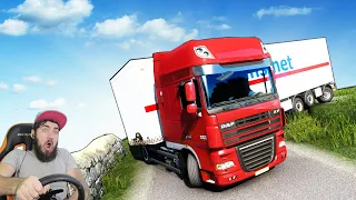 ЗАПЛОМБИРОВАЛСЯ НА УЗКОЙ ДОРОГЕ - СМОТРИТЕ до КОНЦА - ETS 2 МОДЫ - EURO TRUCK SIMULATOR 2 + РУЛЬ