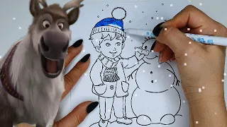 coloring pages for kids,snowman and the boy studied the colours of funny videos, раскраски для детей