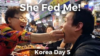 Best Korean Street Food in Seoul at Gwangjang Market: She Fed Me! (Day 5)