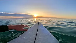 POV SURFING GLASSY SUNSET WAVES