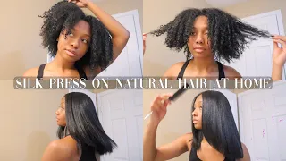 HOW TO: SILK PRESS TYPE 4 NATURAL HAIR AT HOME | CURLY TO STRAIGHT | NO FRIZZ