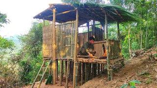 7 Days Build a bamboo house,  a kitchen Complete | Survival Bamboo House & Bushcraft Camp