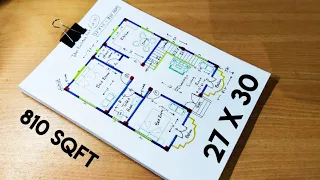 27 x 30 ghar ka naksha II 27 x 30 house plan design II 27 x 30 home design