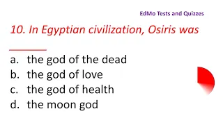 QUIZ ON EGYPTIAN CIVILIZATION. MCQ Objective type questions on Egyptian civilization. History test