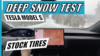 2023 Tesla Model S Deep Snow TEST with Stock Tires