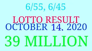 LOTTO RESULT OCTOBER 14 2020 (6/55, 6/45)