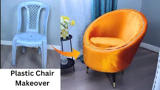 PLASTIC CHAIR TRANSFORMATION~how to Recycle old plastic chair.