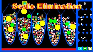 Scale Elimination ~200 countries marble race #41~  in Algodoo | Marble Factory