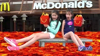 The Floor is LAVA Challenge at McDonald’s! 😀😂 Kids Pretend Playtime Family Fun