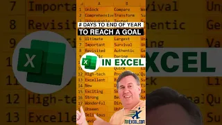 Excel Number of Days To End of Year for Reaching a Goal