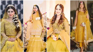 yellow dress designs for bride//haldi ceremony dress ideas 2024//haldi ceremony suit designs #haldi