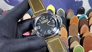 Panerai 47mm Luminor PAM00372 with Green "Orchard Road" Bespoke Tapered Strap and OEM Style Buckle