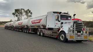 Truck Driver reverse 2 trailers + a dolly for a BAA Quad Road Train