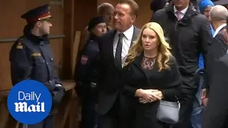 Arnold Schwarzenegger arrives at Niki Lauda's funeral in Vienna