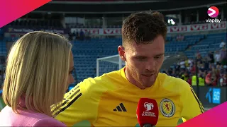 Scotland's Andy Robertson speaks after leading Scotland to famous win in Norway