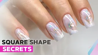 A Secret of a Perfect Square Shape | Encapsulated Nail Art