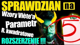 ✅SPRAWDZIAN na 5❗️ Wzory Viete'a, równania kwadratowe z PARAMETREM. PEWNIAK na MATURĘ ROZSZERZONĄ❗️