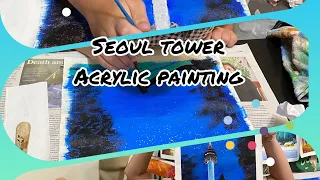 N Seoul Tower acrylic painting-The Kat Art | The Kat