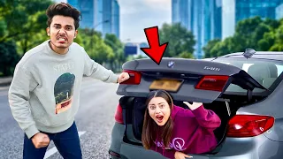 I Spent 24 Hours in His CAR TRUNK !