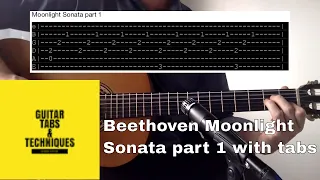 Beethoven moonlight sonata part 1 Guitar lesson with tabs