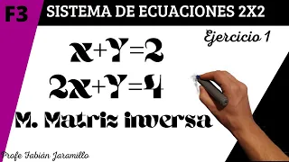 Método de la matriz inversa - Sistema de ecuaciones 2x2- Ejemplo 1.