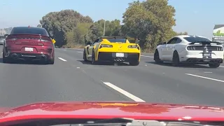 C7 ZR1(manual) vs 1100hp charger hellcat and whipple Gt350!