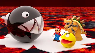 Pacman and Super Mario vs giant Chain Chomp