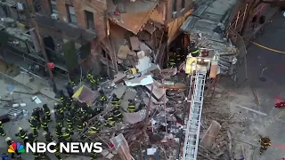 New footage shows the moment a New York building collapses